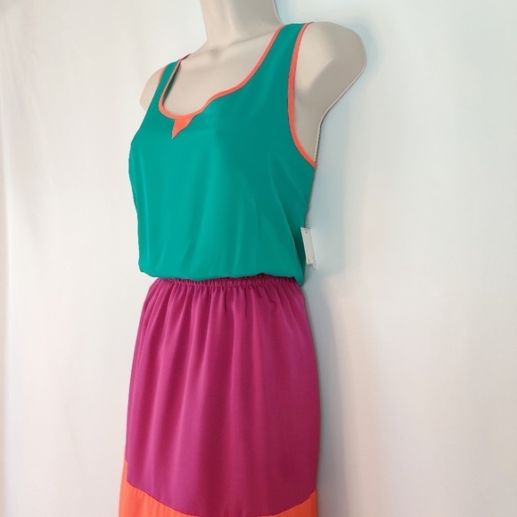 Allen B Allen Schwartz summer color block dress sleeveless NWT - Picture 2 of 10